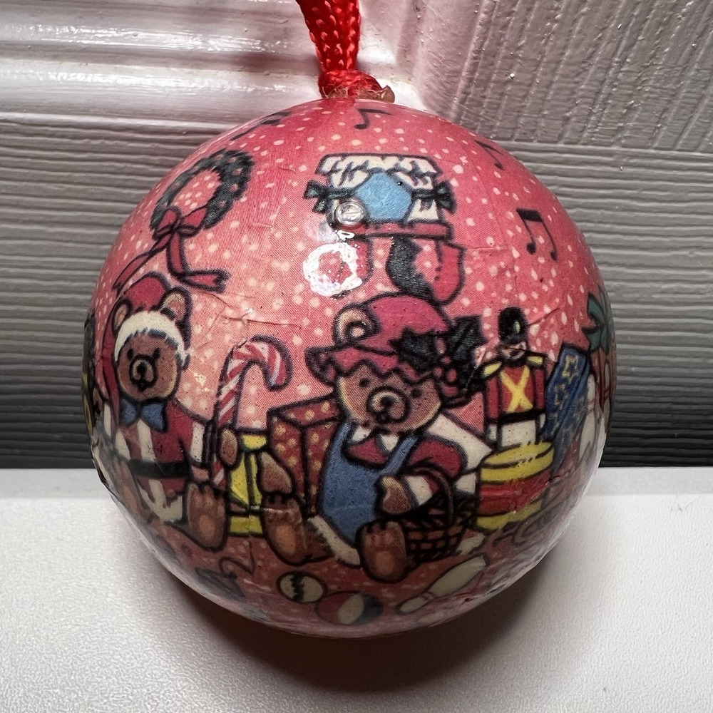 Vintage Teddy Bear Christmas ball ornament